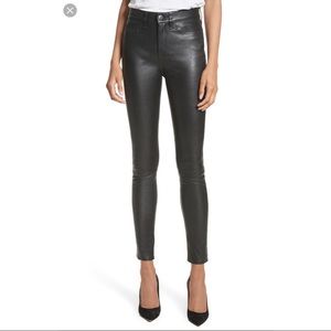 Veronica Beard Kate Lambskin Leather Skinny Jean